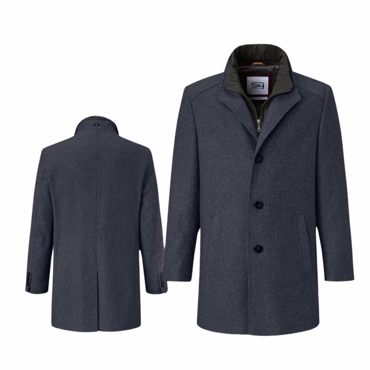 S4 "Newton L" Micro Check Wool Coat