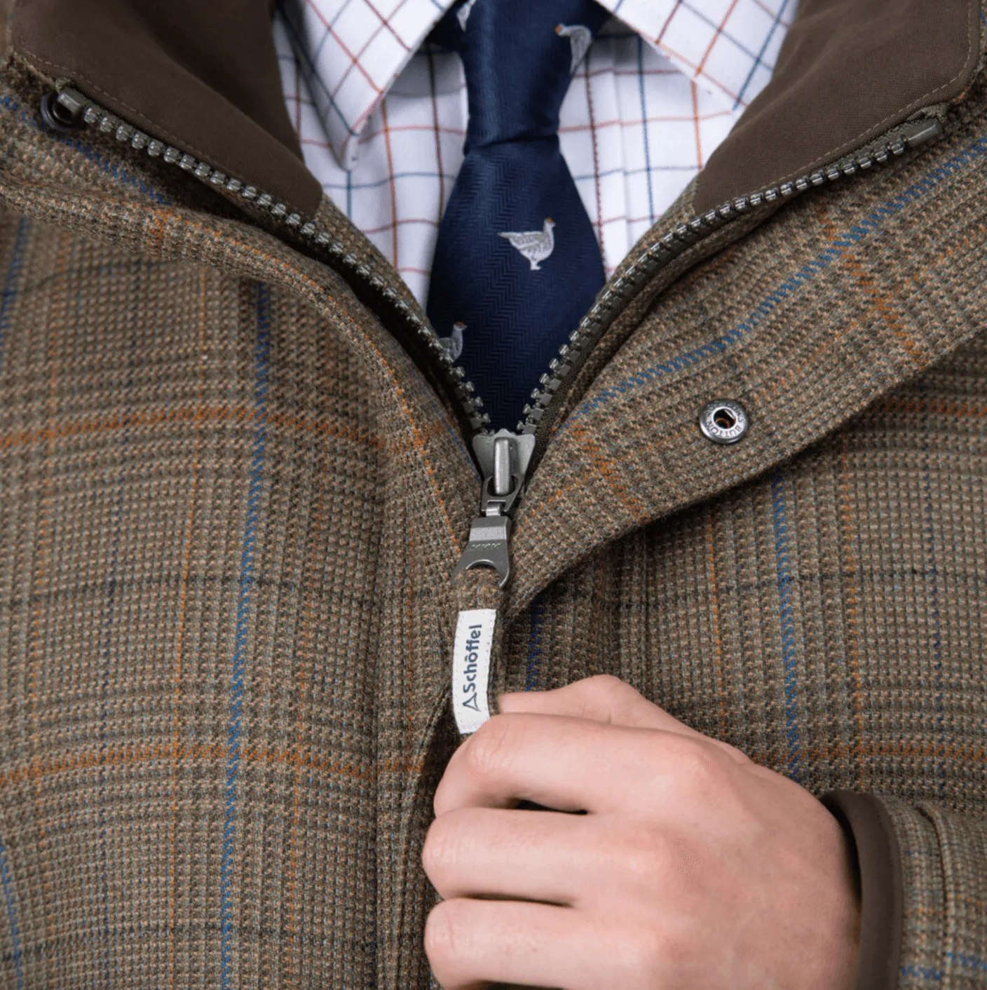 Schoffel Mens Ptarmigan tweed classic shooting coat - Loden
