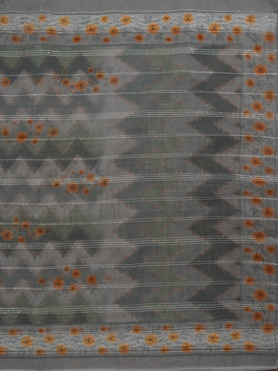 Sequin Embroidered Organza Multicolor Dress Material with Dupatta