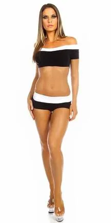Sexy Balance Roll Down Top Athletic Yoga Hot Pants in Black