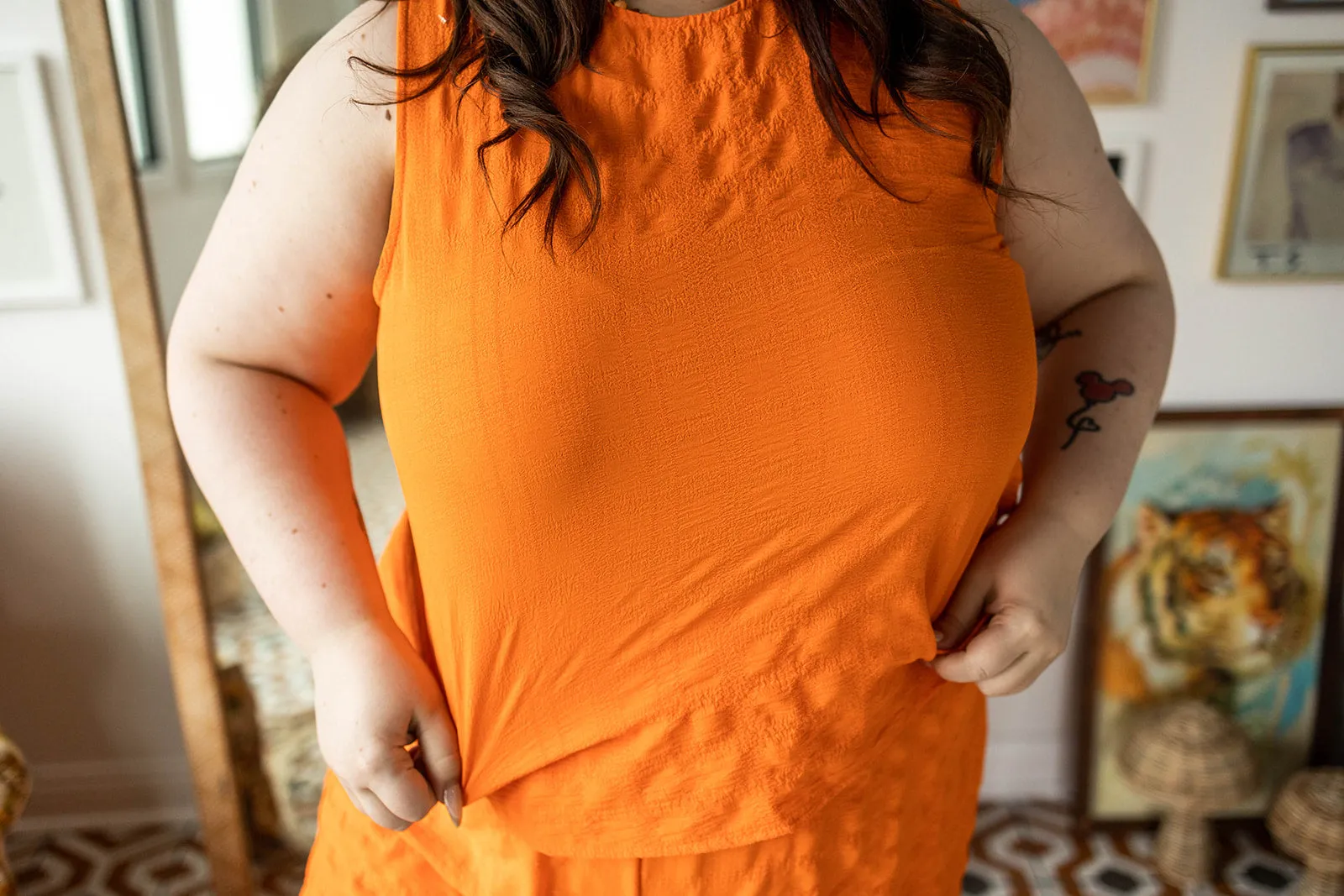 shanaya top in tangerine