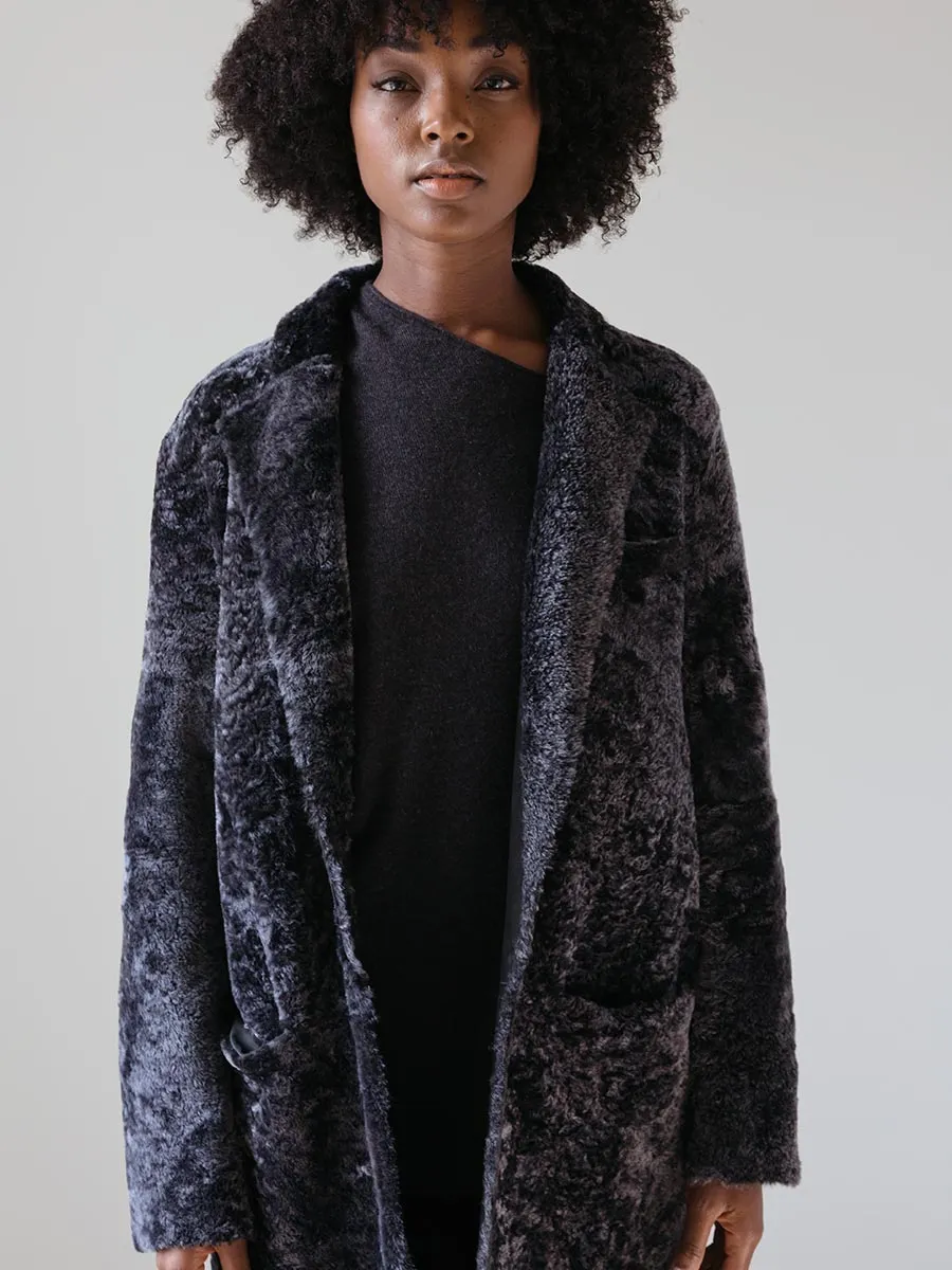 shearling coat with collar