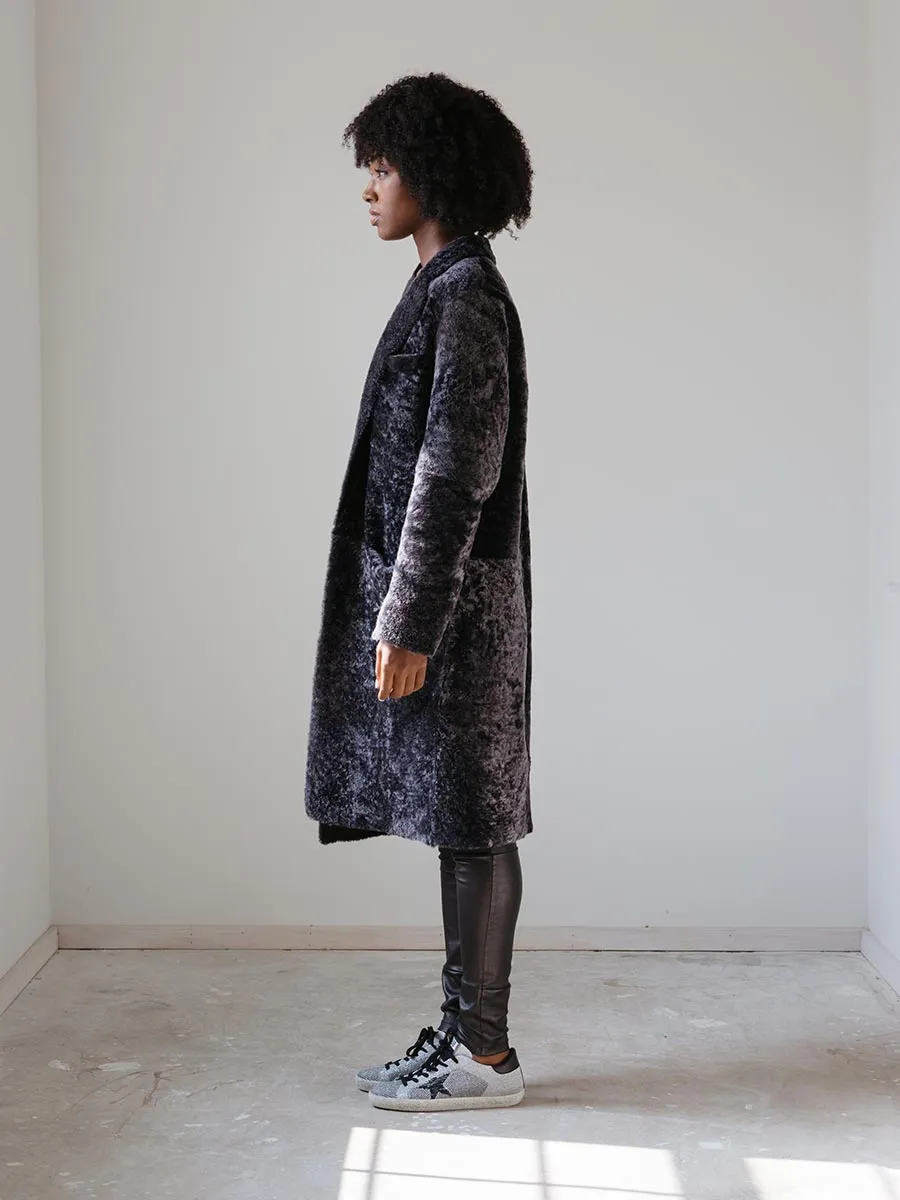 shearling coat with collar