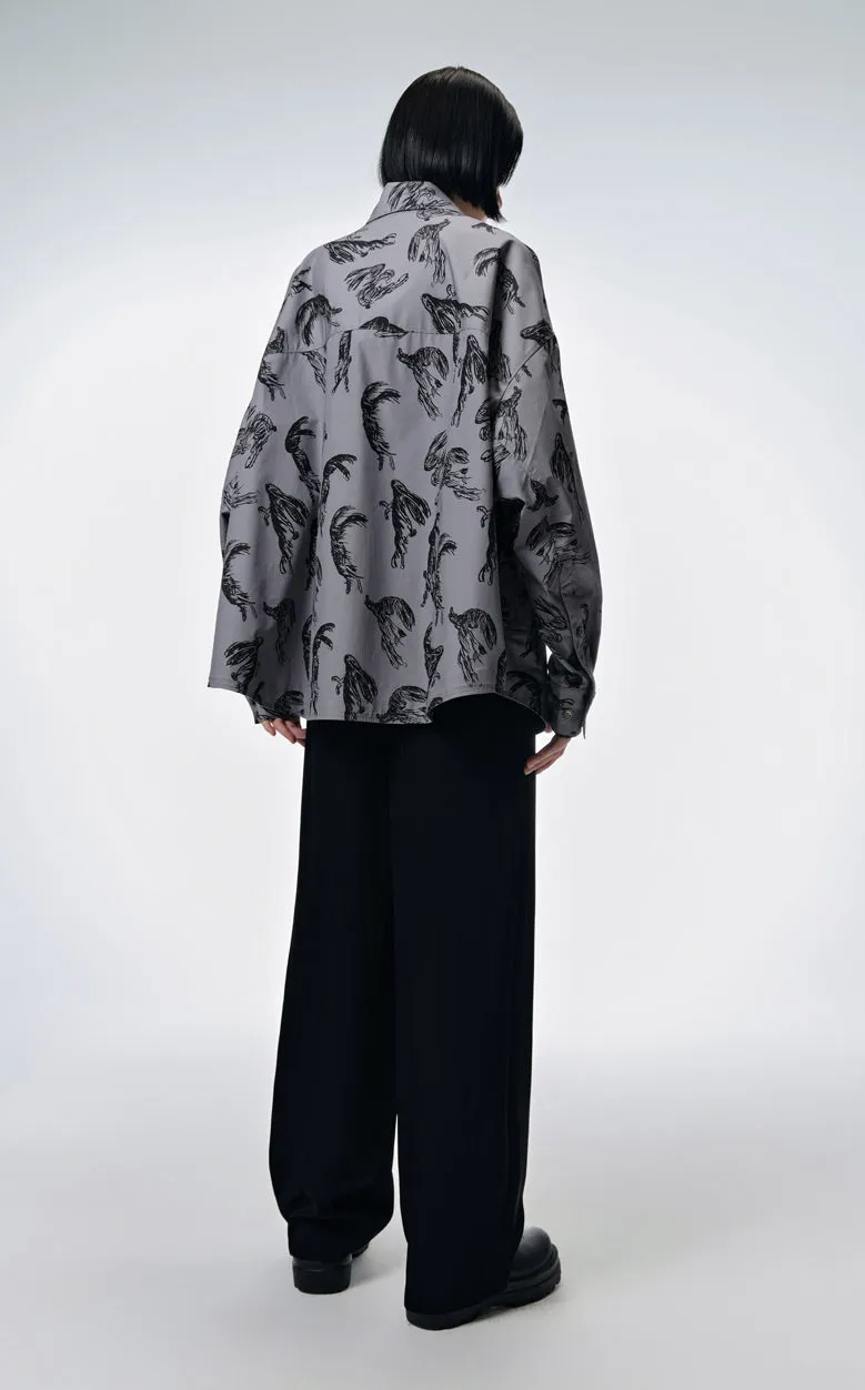 Shirt / JNBY Windblown Rabbit  Cotton Oversize Print Shirt(100% cotton)