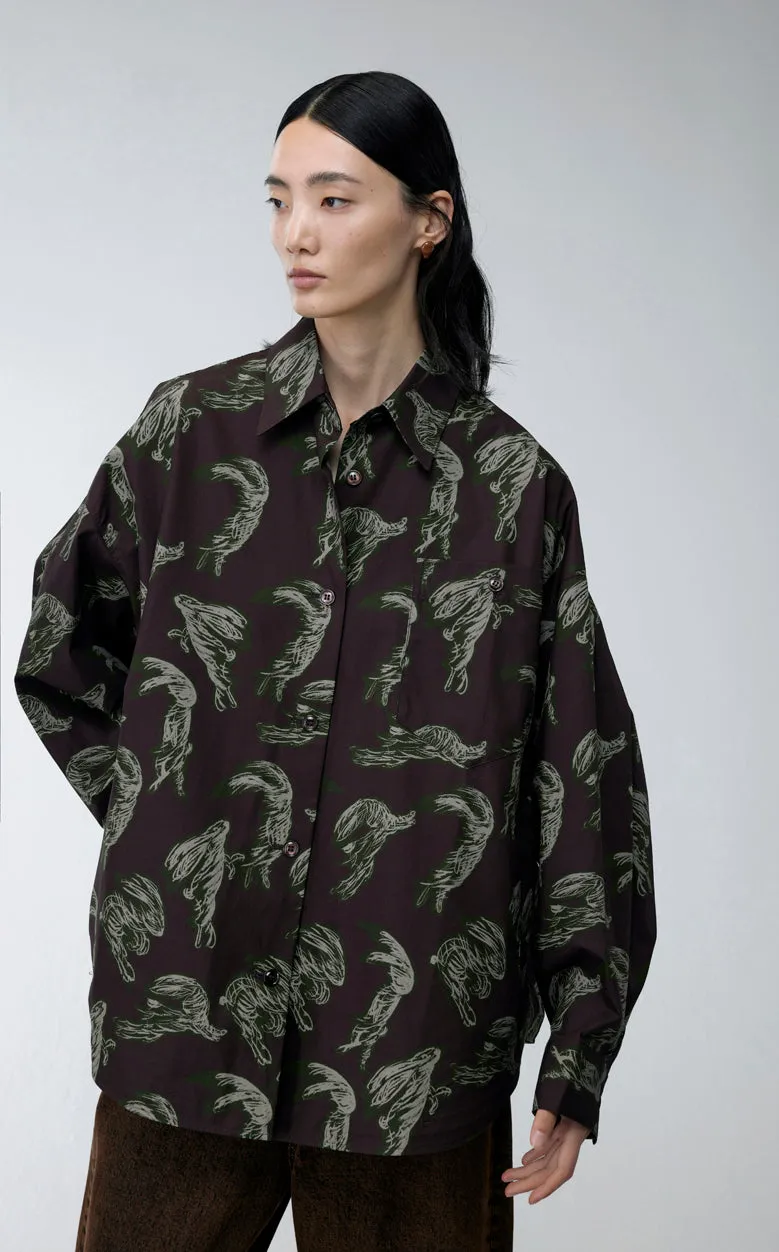 Shirt / JNBY Windblown Rabbit  Cotton Oversize Print Shirt(100% cotton)