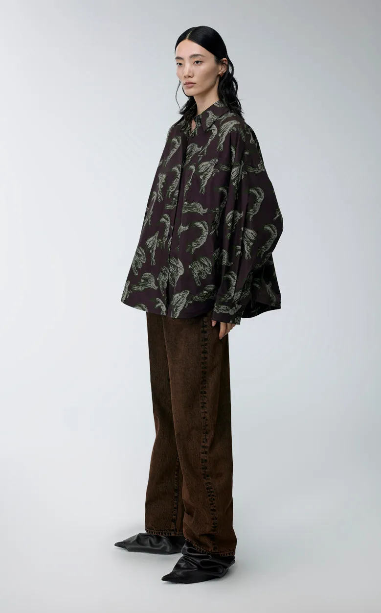 Shirt / JNBY Windblown Rabbit  Cotton Oversize Print Shirt(100% cotton)