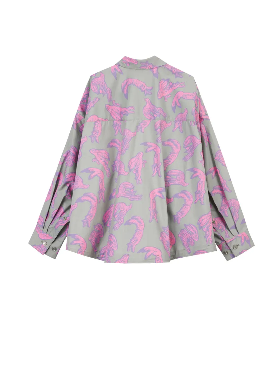 Shirt / JNBY Windblown Rabbit  Cotton Oversize Print Shirt(100% cotton)