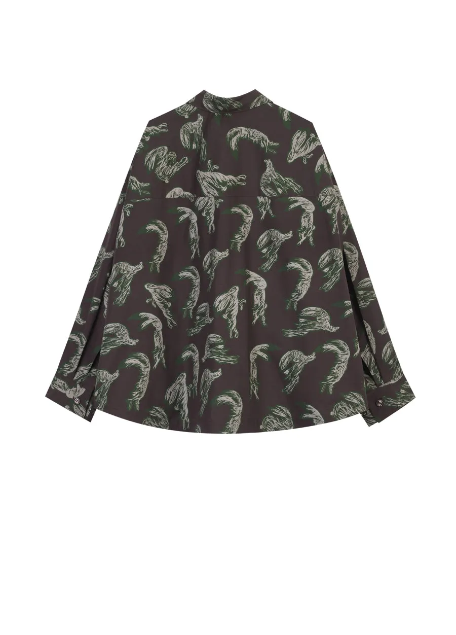Shirt / JNBY Windblown Rabbit  Cotton Oversize Print Shirt(100% cotton)
