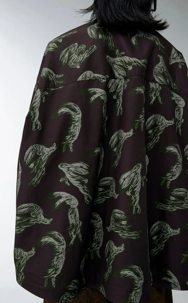Shirt / JNBY Windblown Rabbit  Cotton Oversize Print Shirt(100% cotton)
