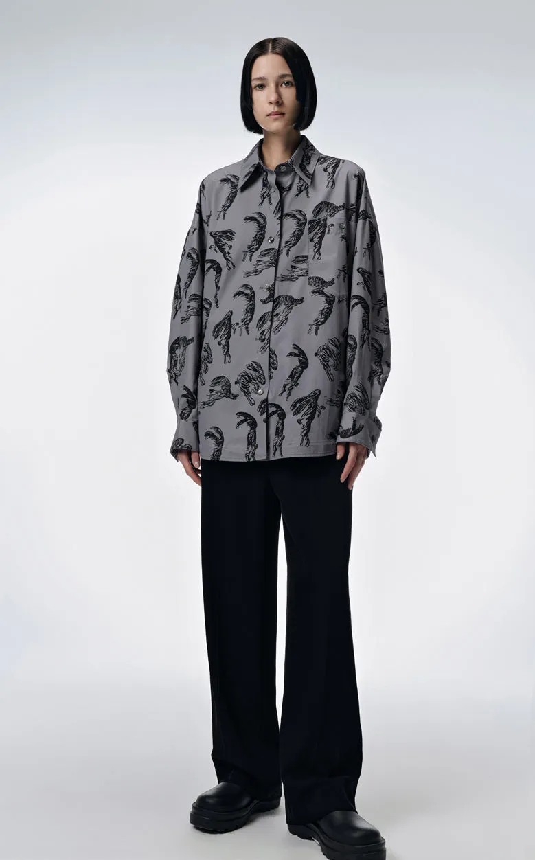 Shirt / JNBY Windblown Rabbit  Cotton Oversize Print Shirt(100% cotton)