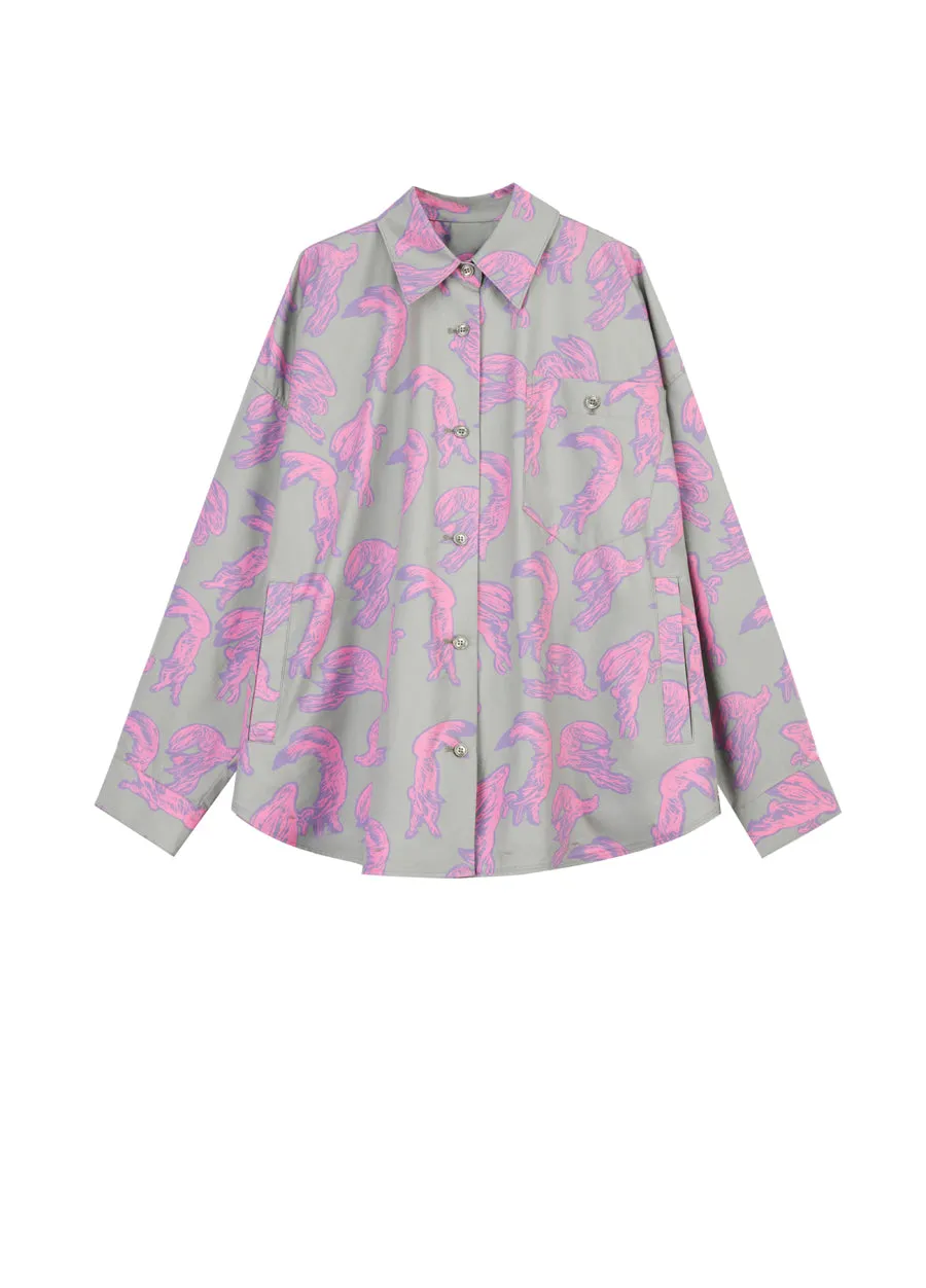 Shirt / JNBY Windblown Rabbit  Cotton Oversize Print Shirt(100% cotton)
