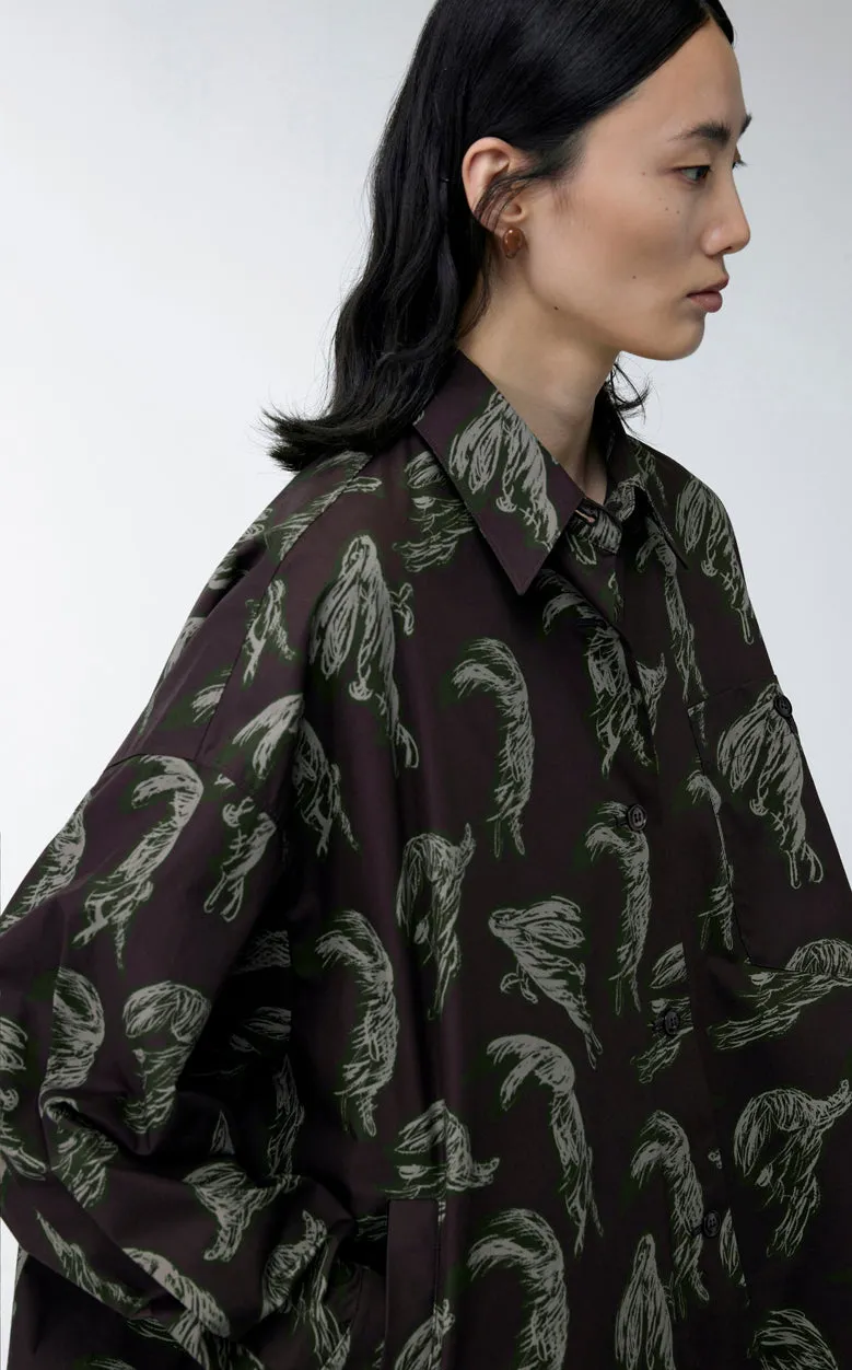 Shirt / JNBY Windblown Rabbit  Cotton Oversize Print Shirt(100% cotton)
