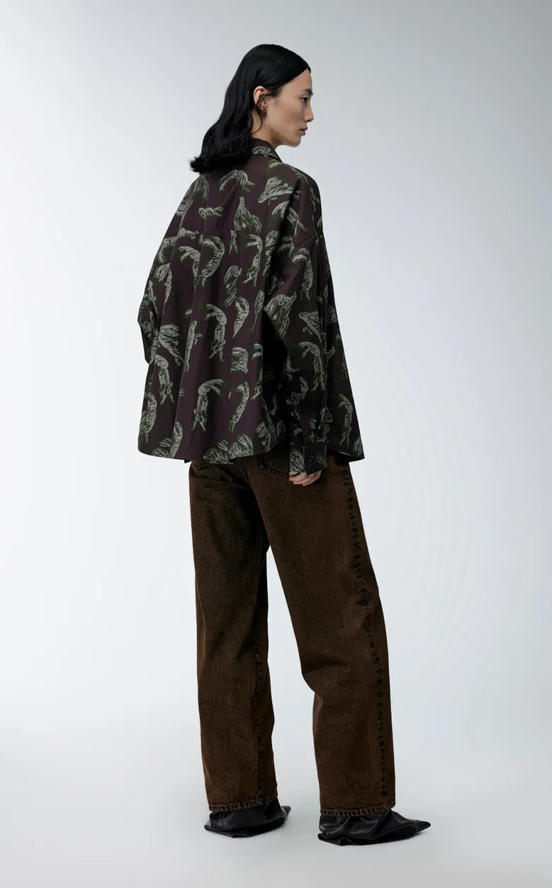 Shirt / JNBY Windblown Rabbit  Cotton Oversize Print Shirt(100% cotton)