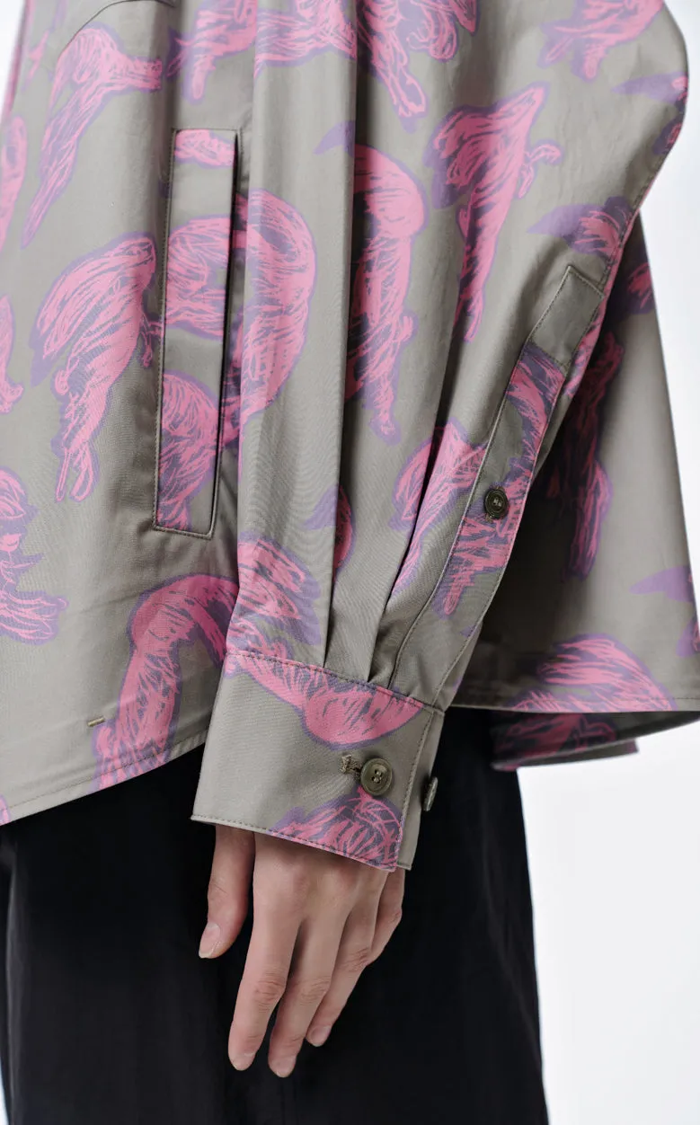 Shirt / JNBY Windblown Rabbit  Cotton Oversize Print Shirt(100% cotton)