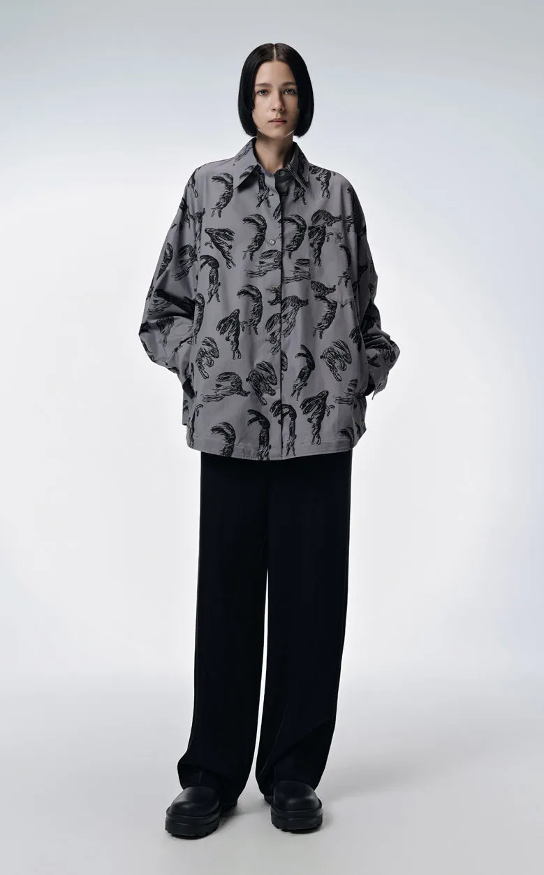 Shirt / JNBY Windblown Rabbit  Cotton Oversize Print Shirt(100% cotton)