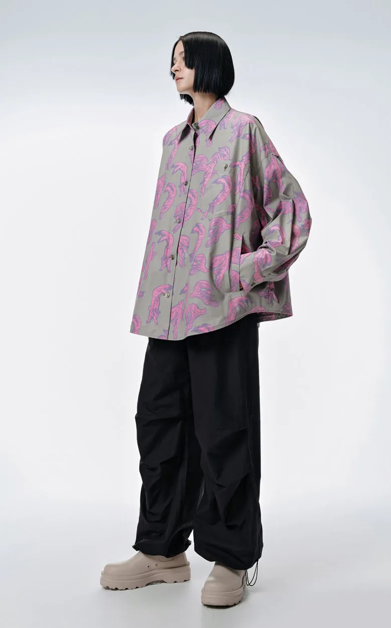 Shirt / JNBY Windblown Rabbit  Cotton Oversize Print Shirt(100% cotton)