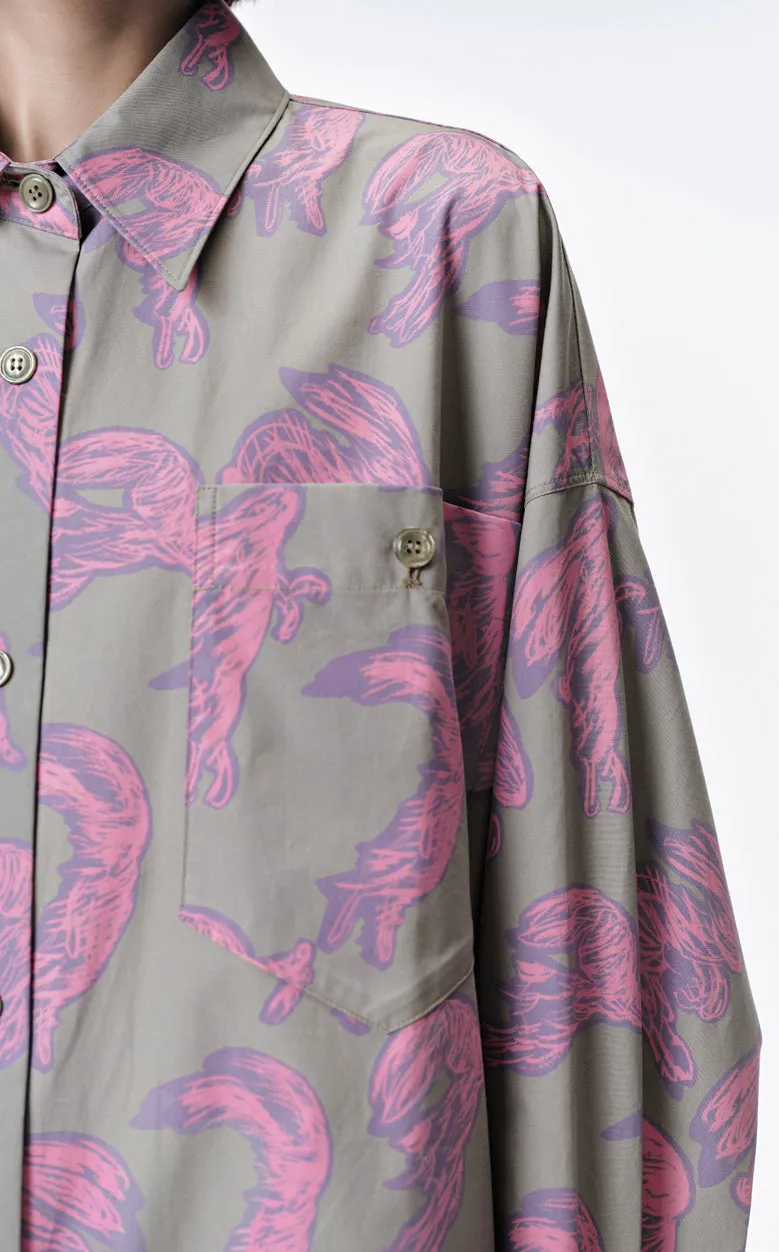 Shirt / JNBY Windblown Rabbit  Cotton Oversize Print Shirt(100% cotton)