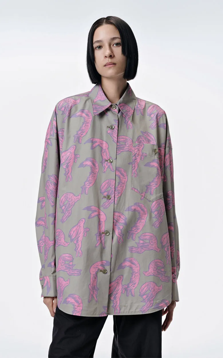 Shirt / JNBY Windblown Rabbit  Cotton Oversize Print Shirt(100% cotton)