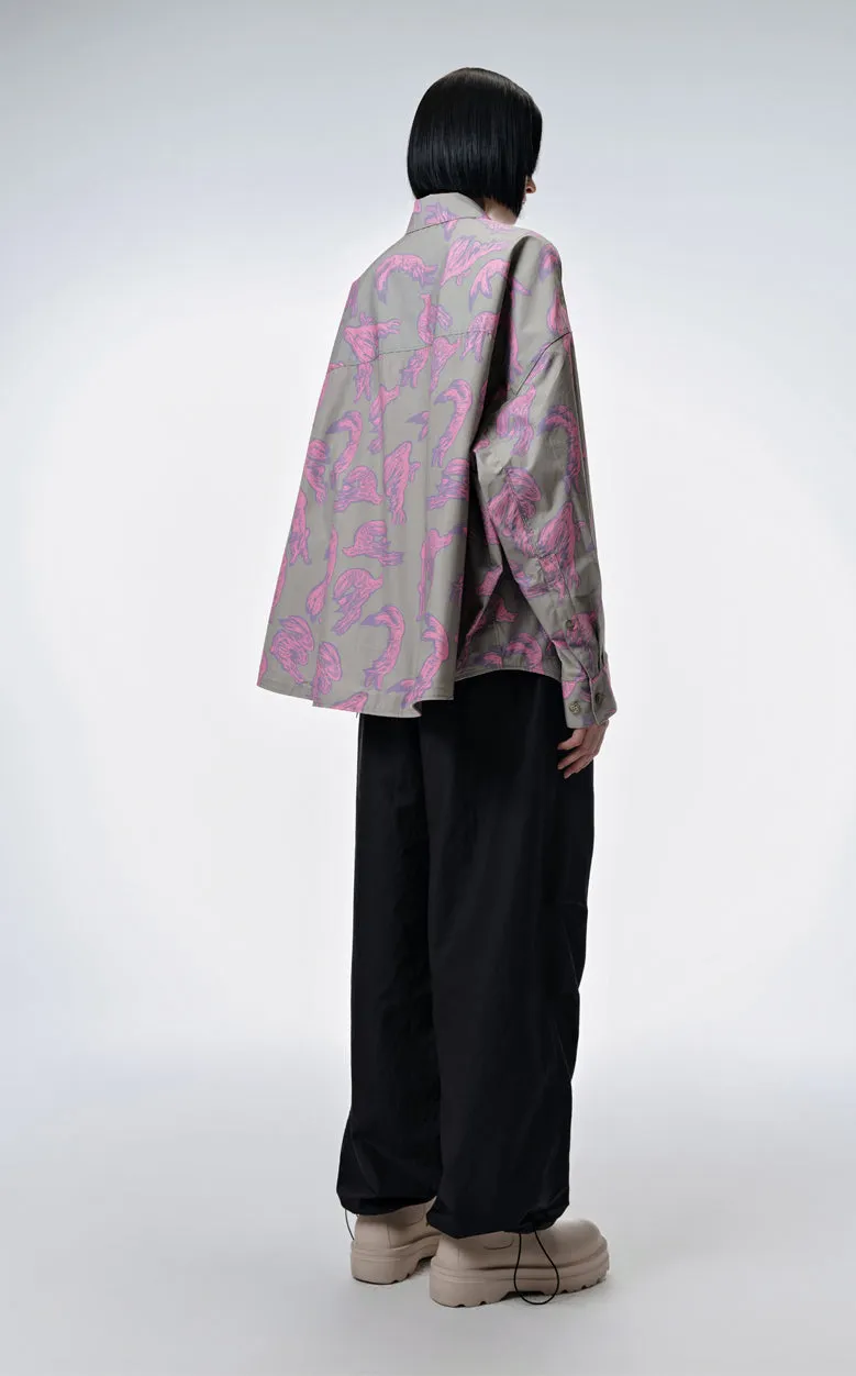 Shirt / JNBY Windblown Rabbit  Cotton Oversize Print Shirt(100% cotton)