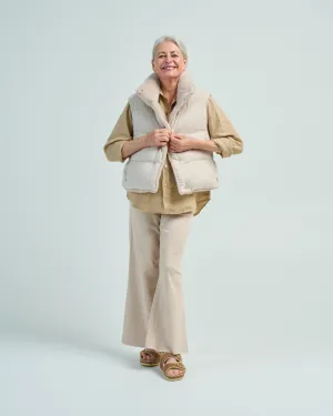 silk/cashmere quilted vest w/ faux fur