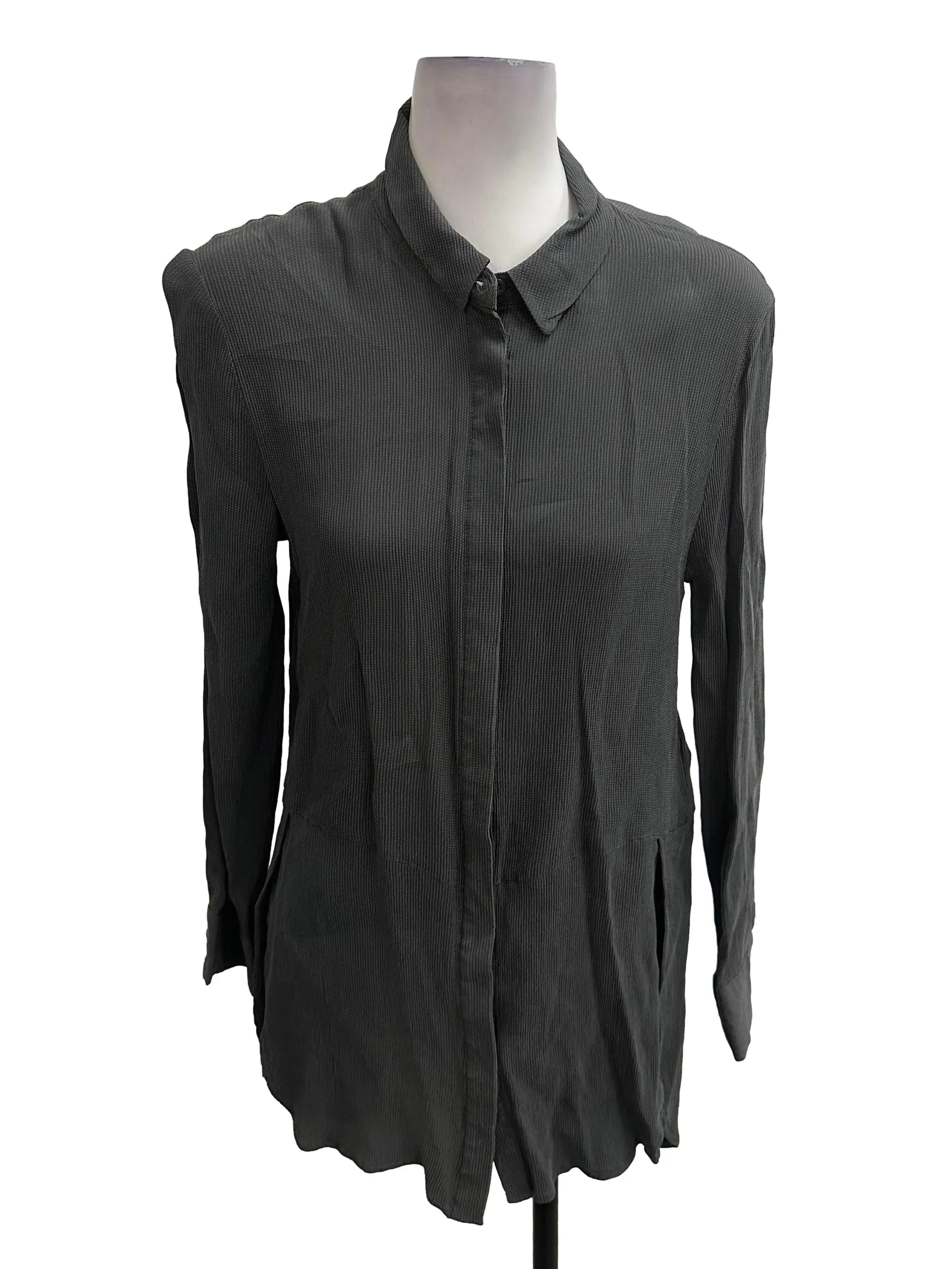 Slate Grey Button Down Top