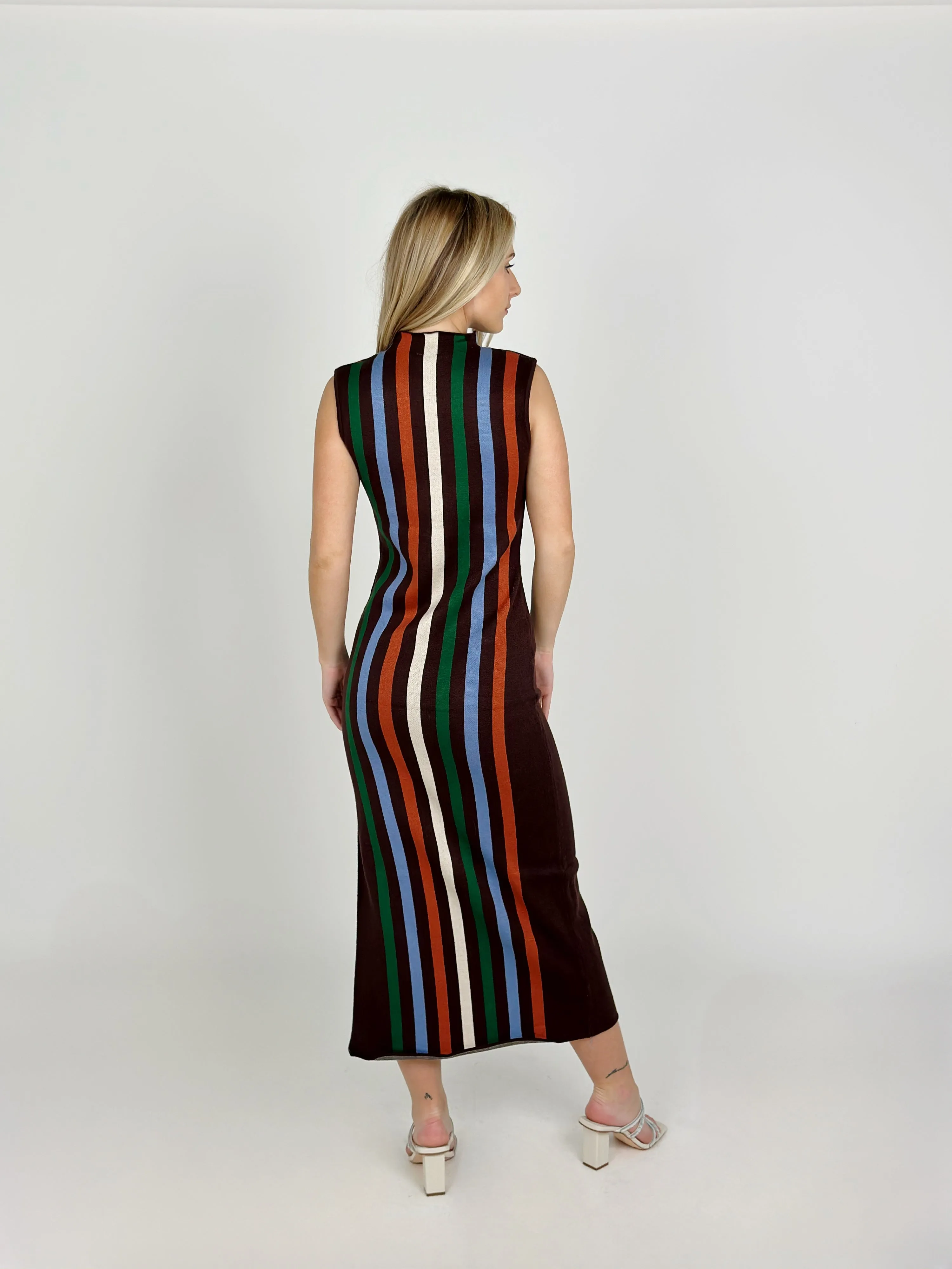 Sleeveless Mock Neck Midi Dress