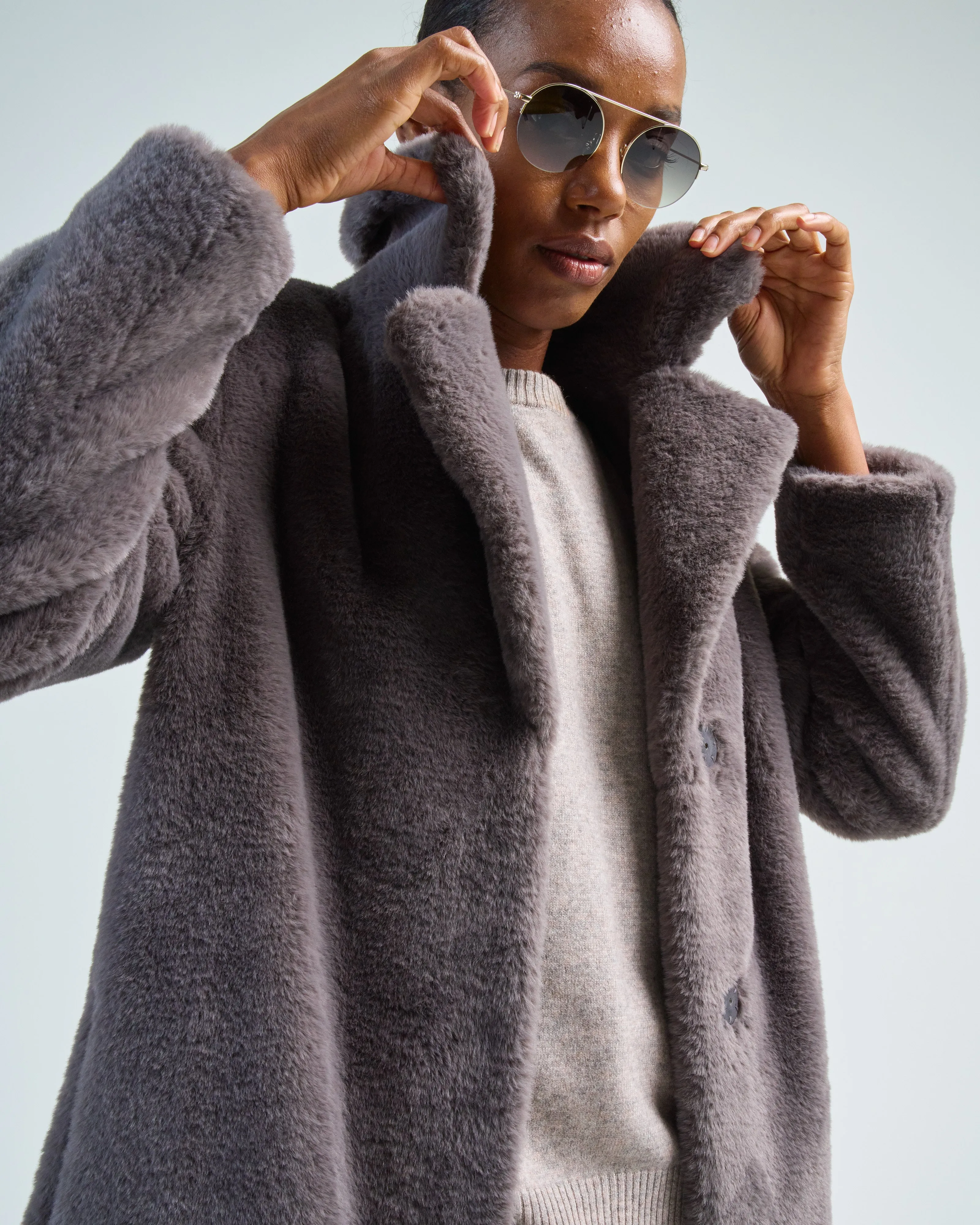 soft faux fur long coat