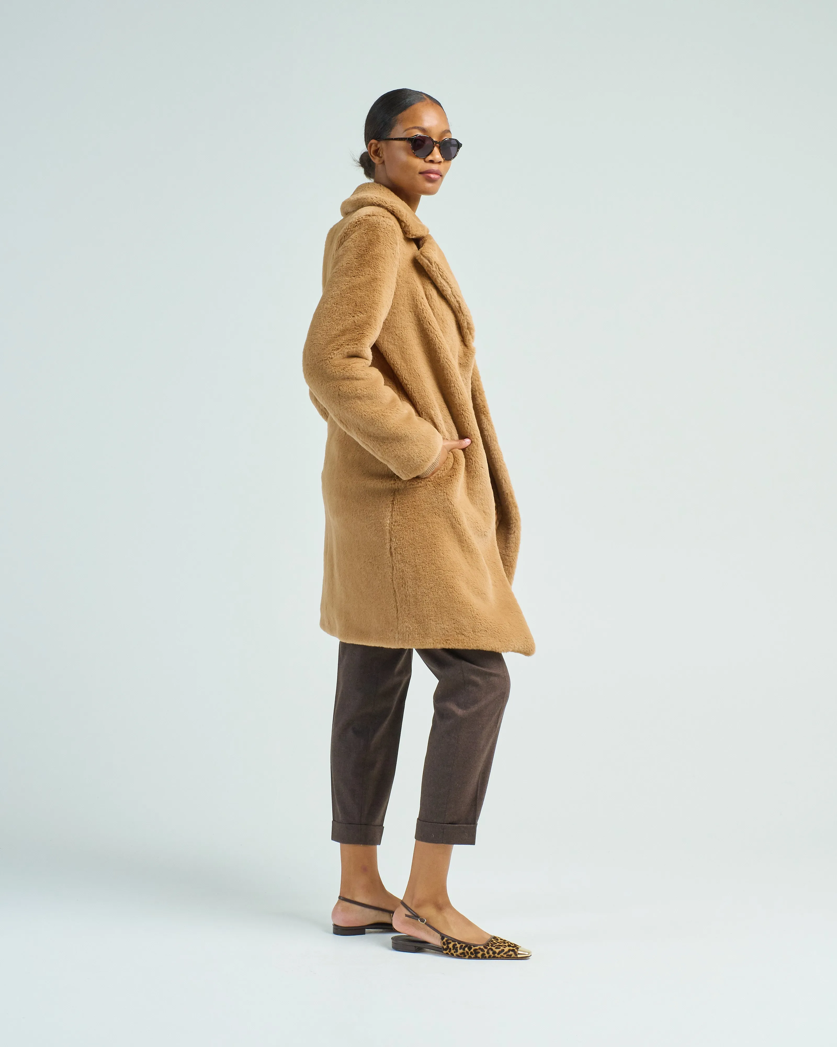soft faux fur long coat