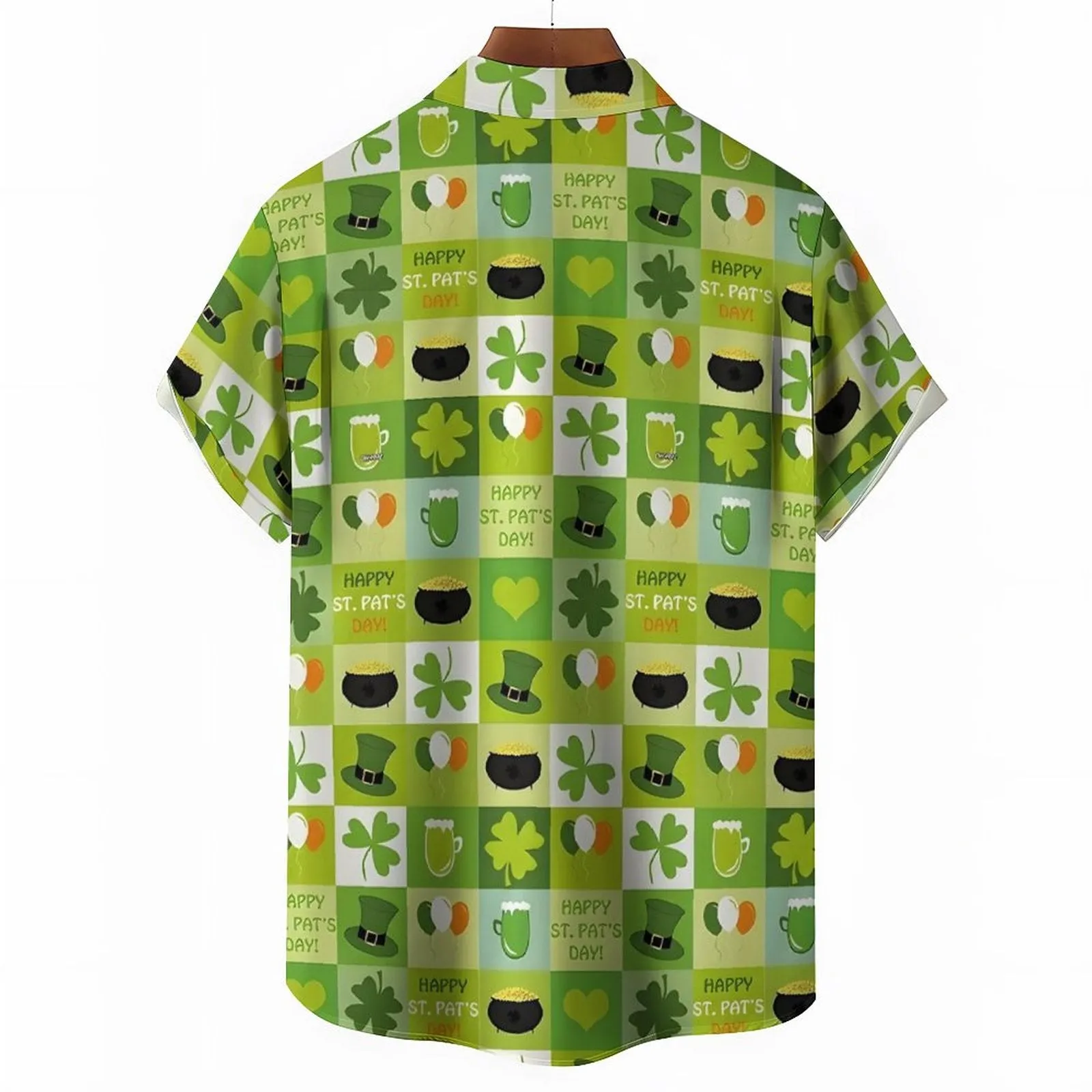 St. Patrick's Day Fun Dress Prints Casual Short Sleeve Shirt