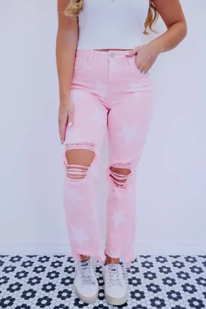 Star Distressed Step Hem Jeans