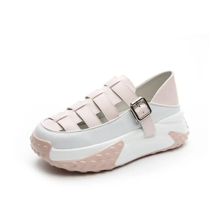 Strappy Leather Casual Shoes For Petite Feet MS95