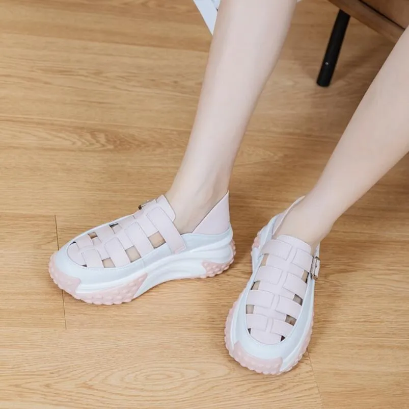 Strappy Leather Casual Shoes For Petite Feet MS95