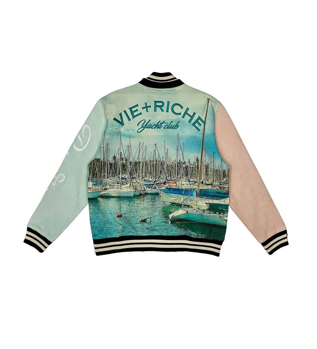 Streetwear Clothing Line: VIE RICHE - Yacht Club Suede Letterman Bomber