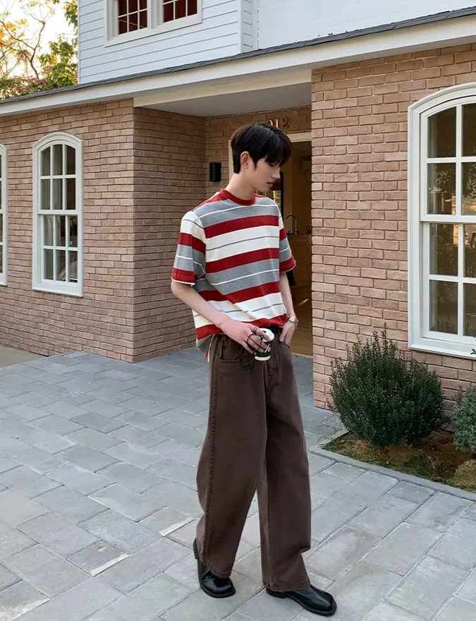 Striped Round Neck Casual T-shirt