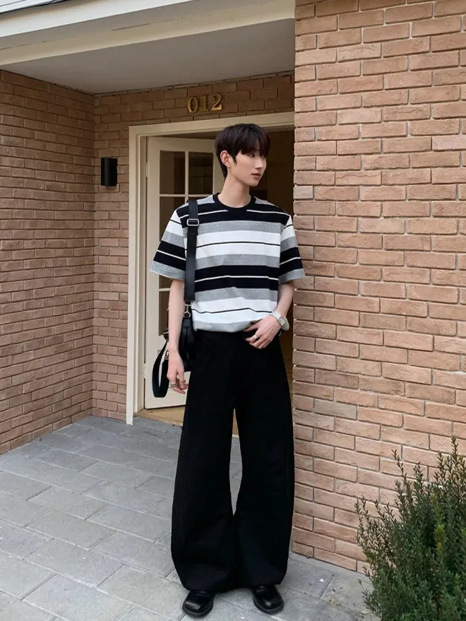 Striped Round Neck Casual T-shirt
