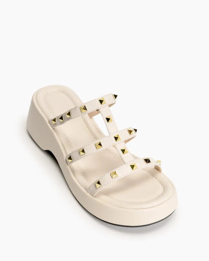 Studded Comfort Dressy Summer Platform Wedge Sandals