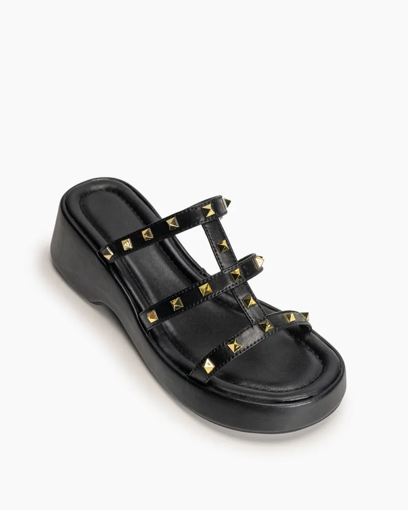 Studded Comfort Dressy Summer Platform Wedge Sandals