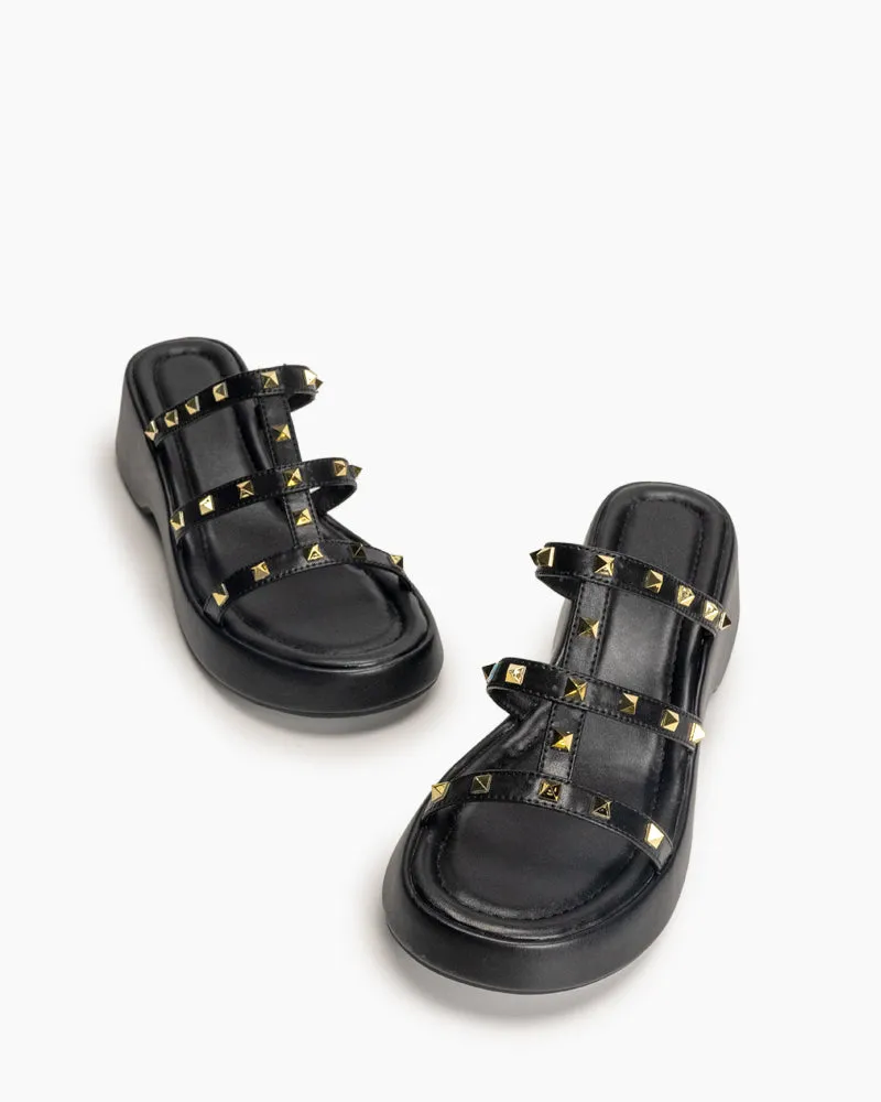 Studded Comfort Dressy Summer Platform Wedge Sandals