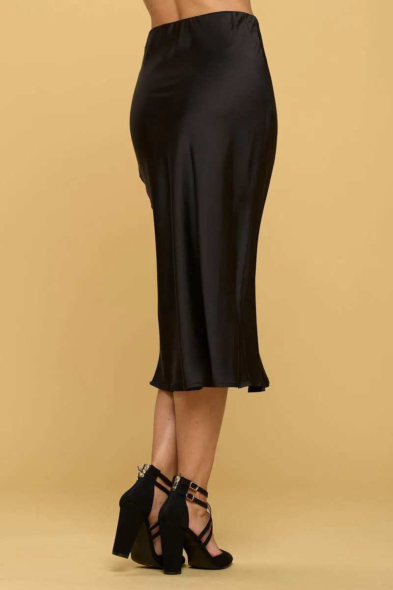 Stylish Satin Midi Skirt
