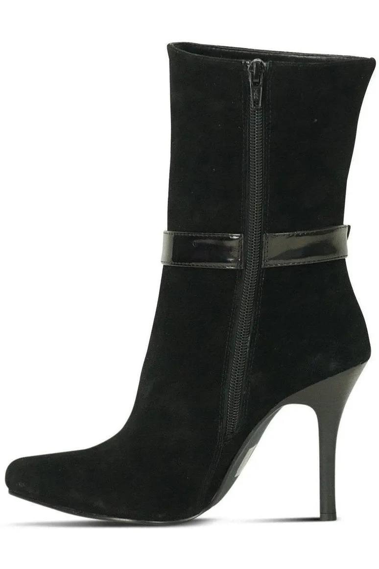 Suede Boot Stacked Heel-Black