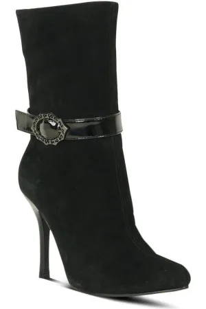 Suede Boot Stacked Heel-Black