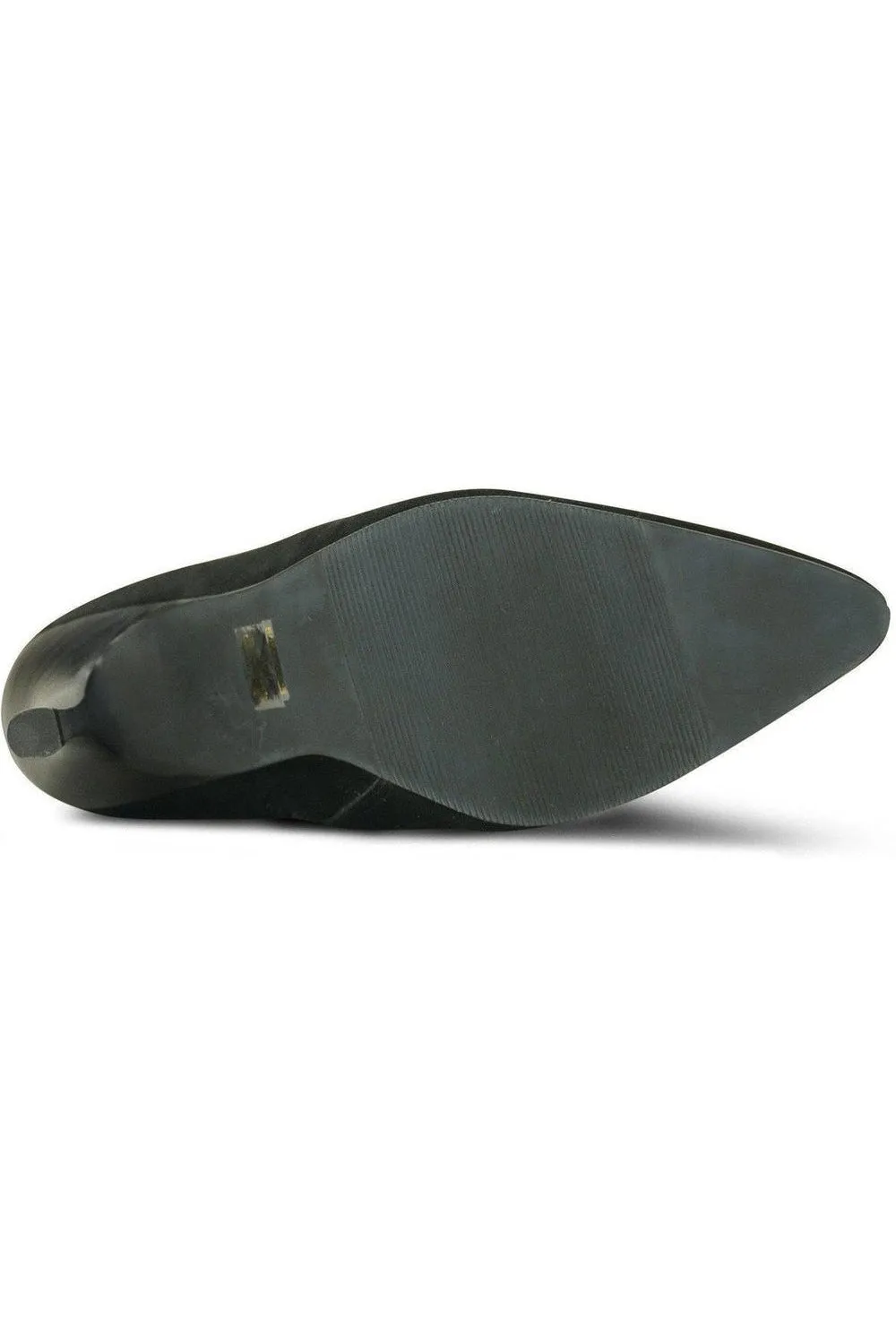 Suede Boot Stacked Heel-Black