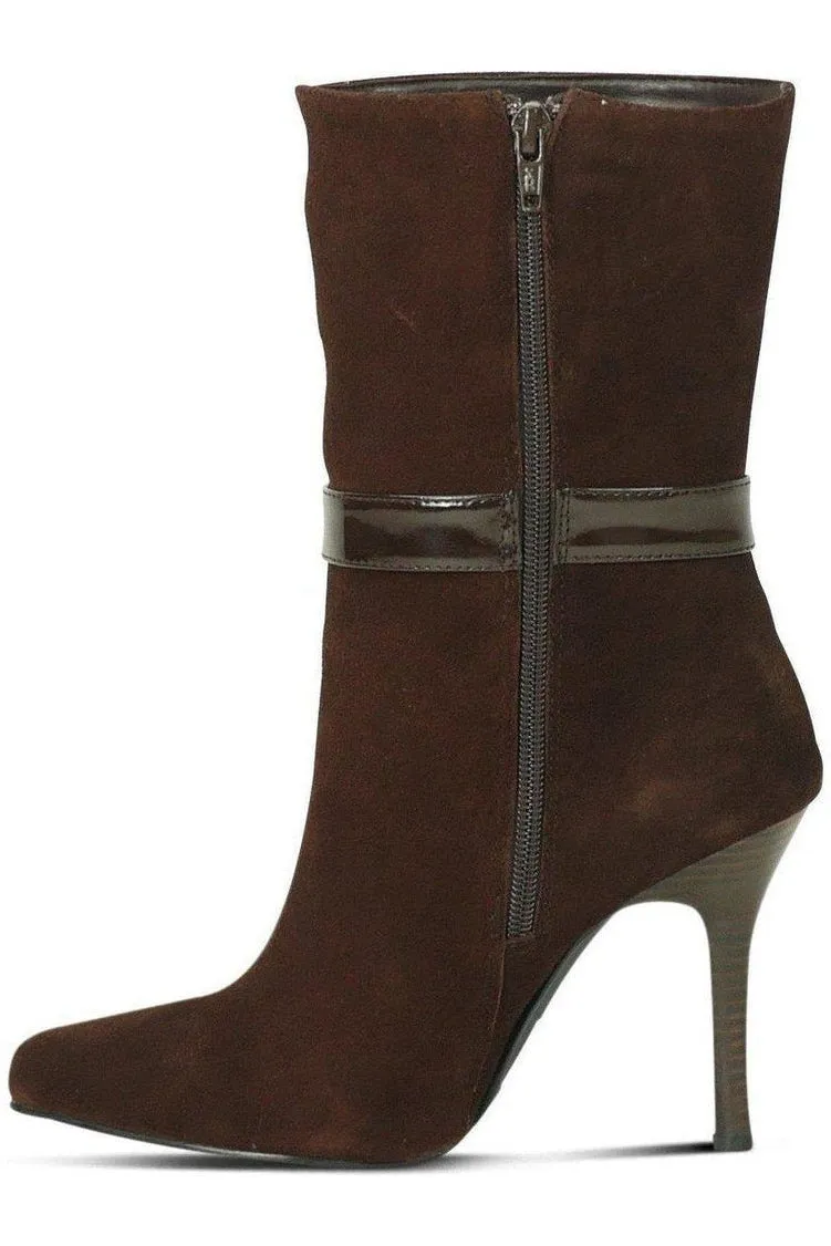 Suede Boot Stacked Heel-Brown