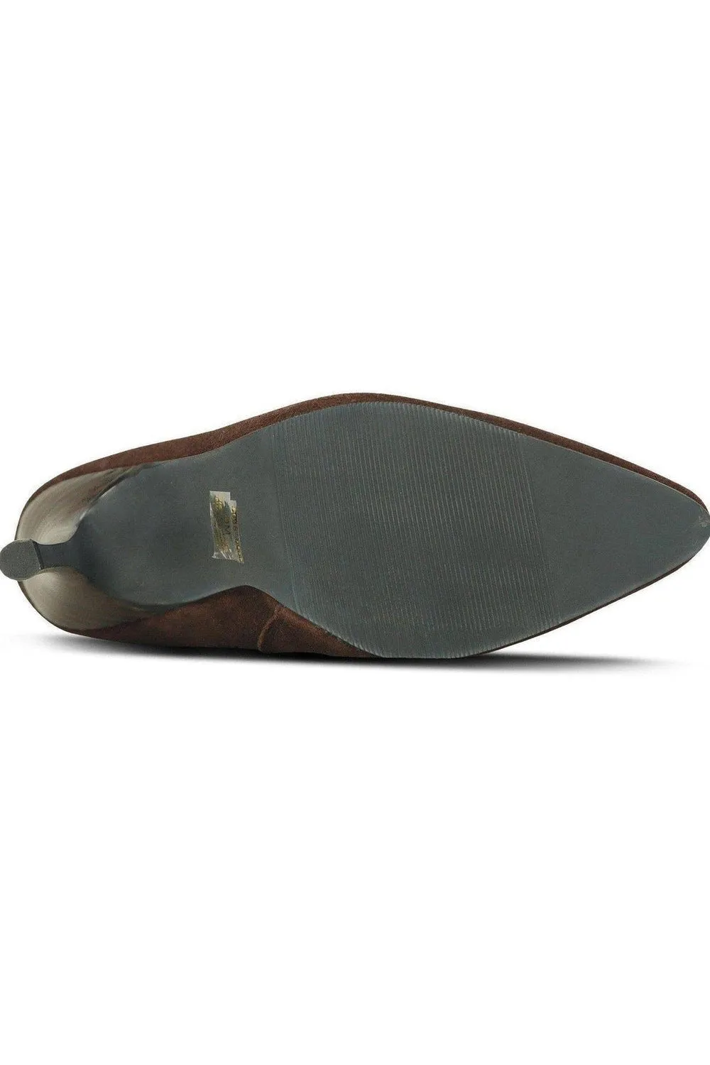 Suede Boot Stacked Heel-Brown