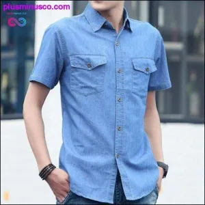 Summer 2023 Thin Casual Denim Shirt For Men Short Sleeve