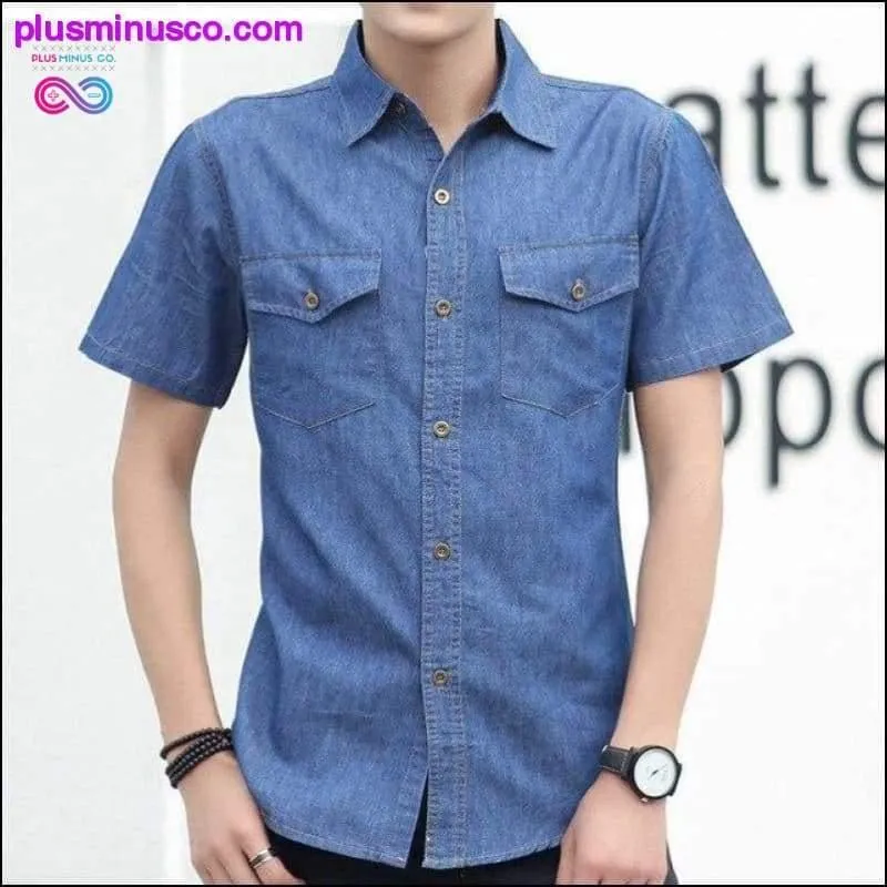 Summer 2023 Thin Casual Denim Shirt For Men Short Sleeve