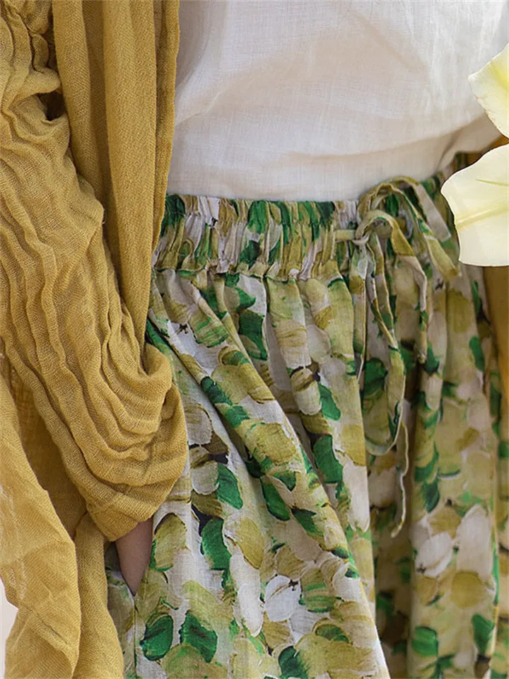 Summer Floral Print Oversized Wide Leg Pants for Women