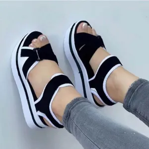 Summer Sandals For Women Casual Mid Heels Shoes Wedges Comfortable Platform Peep Toe Female Fashion Designer Sandalias 2023 New