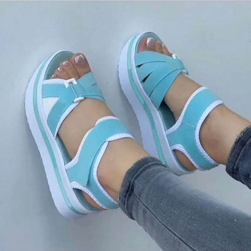 Summer Sandals For Women Casual Mid Heels Shoes Wedges Comfortable Platform Peep Toe Female Fashion Designer Sandalias 2023 New