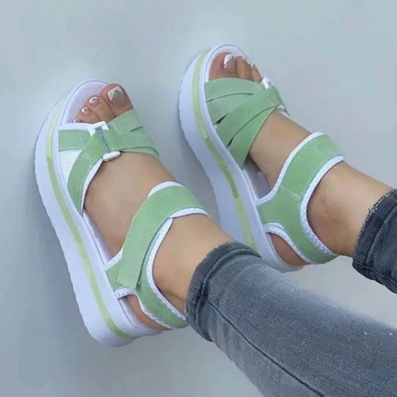 Summer Sandals For Women Casual Mid Heels Shoes Wedges Comfortable Platform Peep Toe Female Fashion Designer Sandalias 2023 New